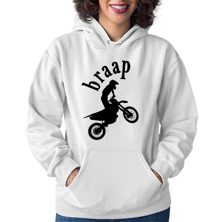 Moletom Feminino Motocross Braap - Branco