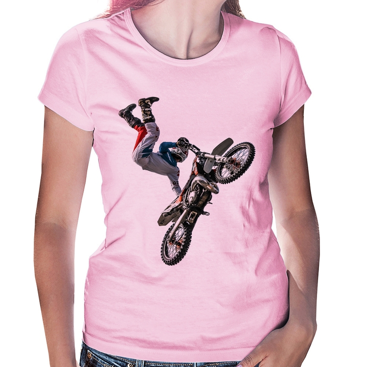 Baby Look Motocross Freestyle Trick - Rosa Bebê