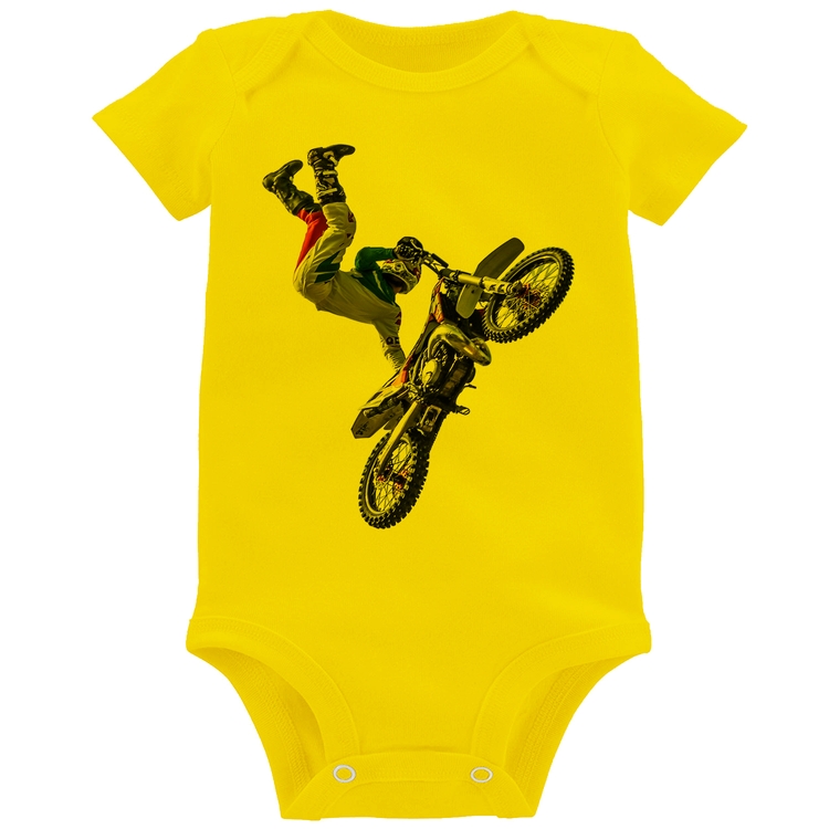 Body Bebê Motocross Freestyle Trick - Amarelo