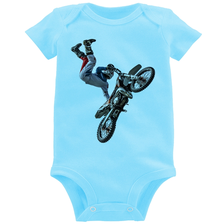 Body Bebê Motocross Freestyle Trick - Azul Bebê