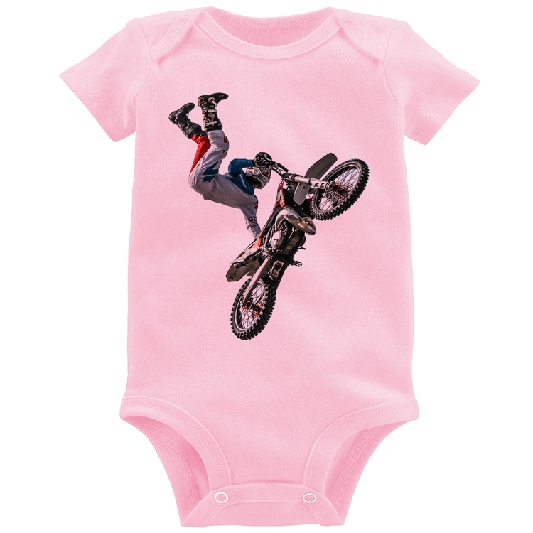 Body Bebê Motocross Freestyle Trick - Rosa Bebê