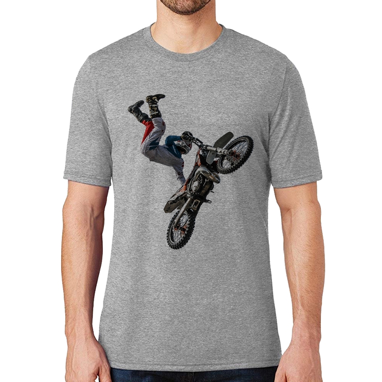 Camiseta Motocross Freestyle Trick - Cinza