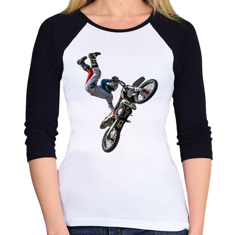 Baby Look Raglan Motocross Freestyle Trick Manga 3/4