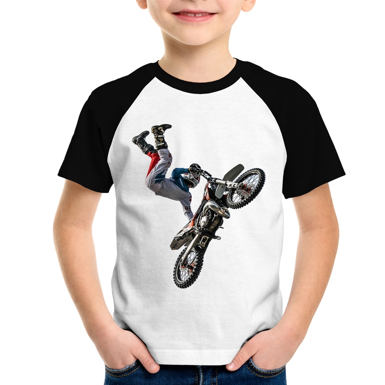Camiseta Raglan Infantil Motocross Freestyle Trick