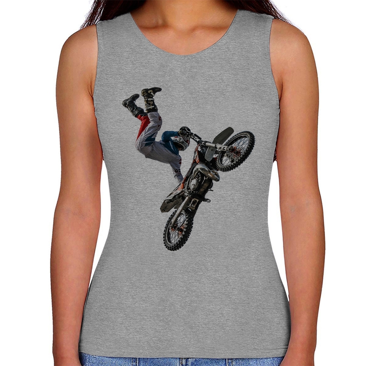 Regata Feminina Motocross Freestyle Trick - Cinza