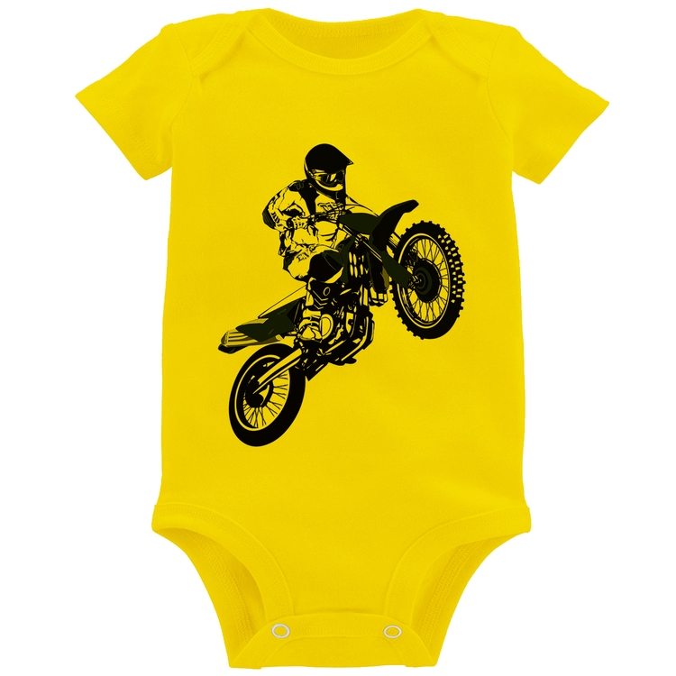 Body Bebê Motocross Jump Azul - Amarelo