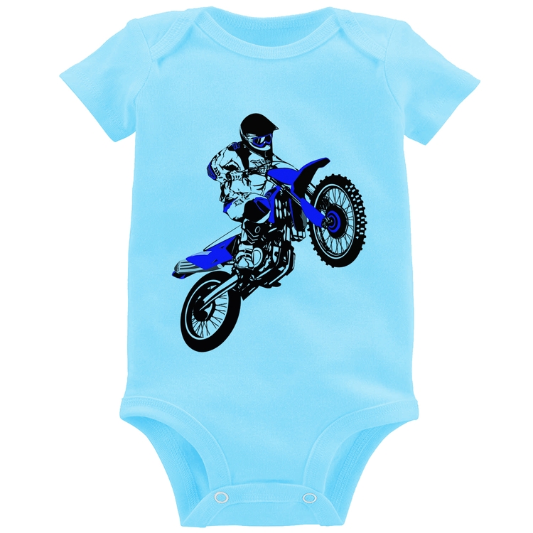 Body Bebê Motocross Jump Azul - Azul Bebê