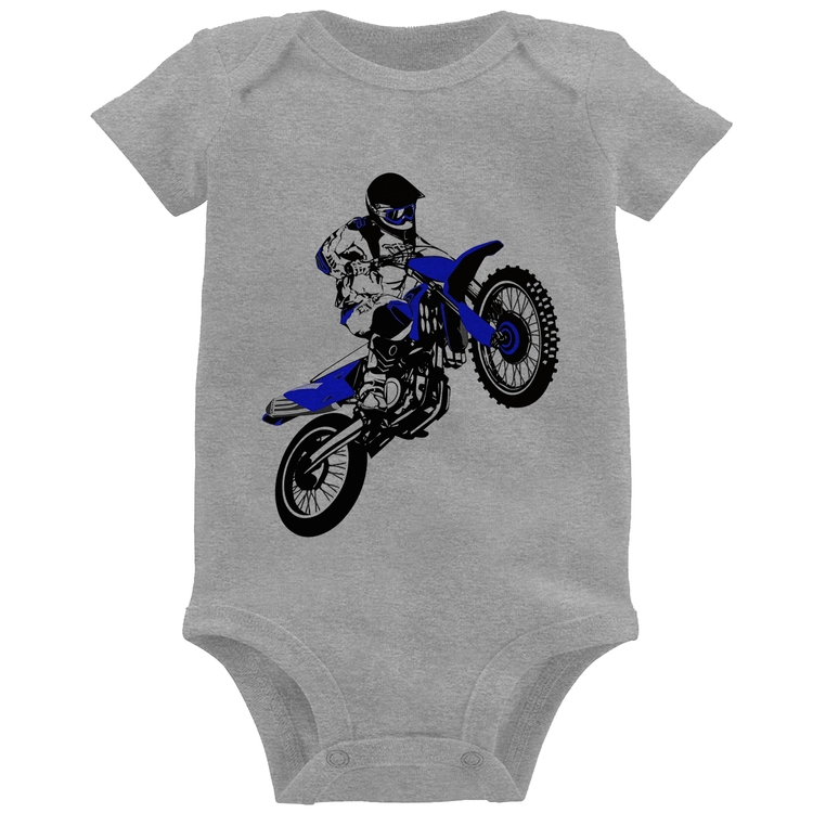 Body Bebê Motocross Jump Azul - Cinza