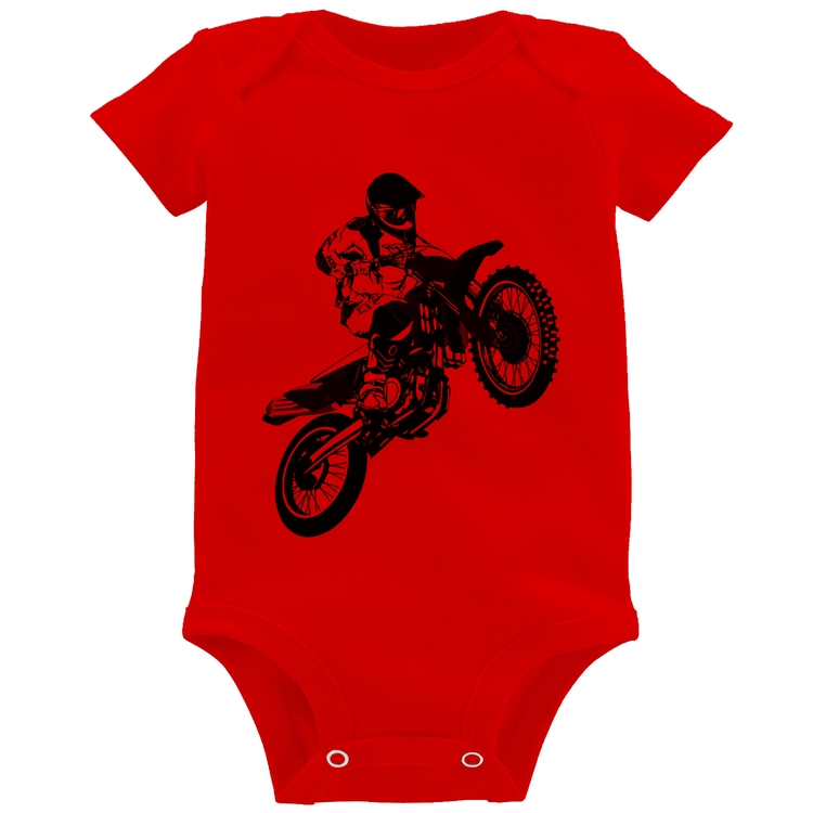 Body Bebê Motocross Jump Azul - Vermelho