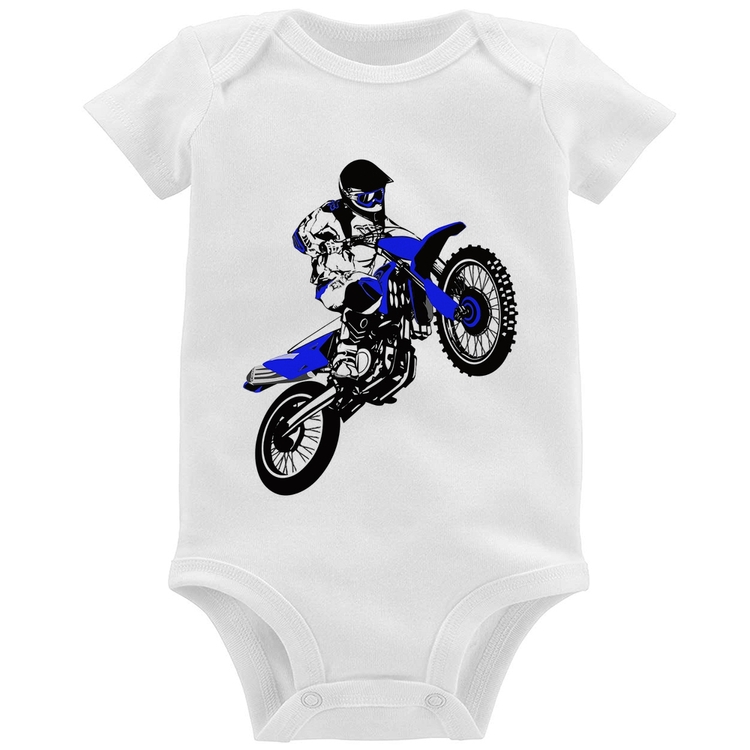 Body Manga Curta Bebê Bodie Dinossauro Motocross Moto Dino