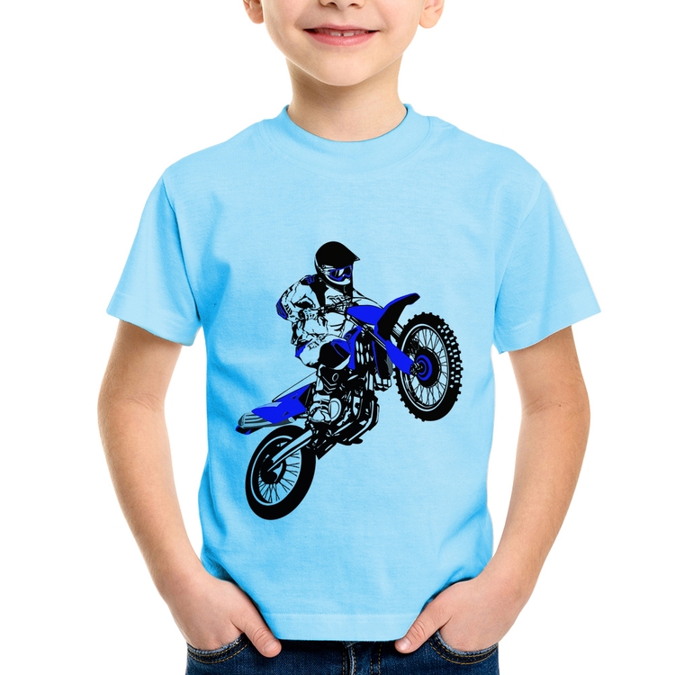 Camiseta Infantil Motocross Jump Azul - Azul Bebê