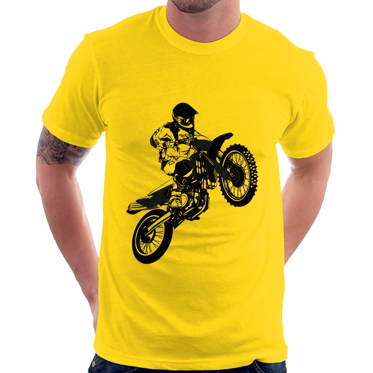 Camiseta Motocross Jump Azul - Amarela