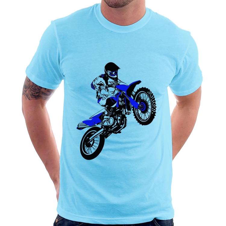Camiseta Motocross Jump Azul - Azul Bebê