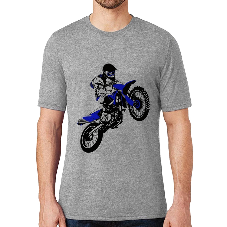 Camiseta Motocross Jump Azul - Cinza
