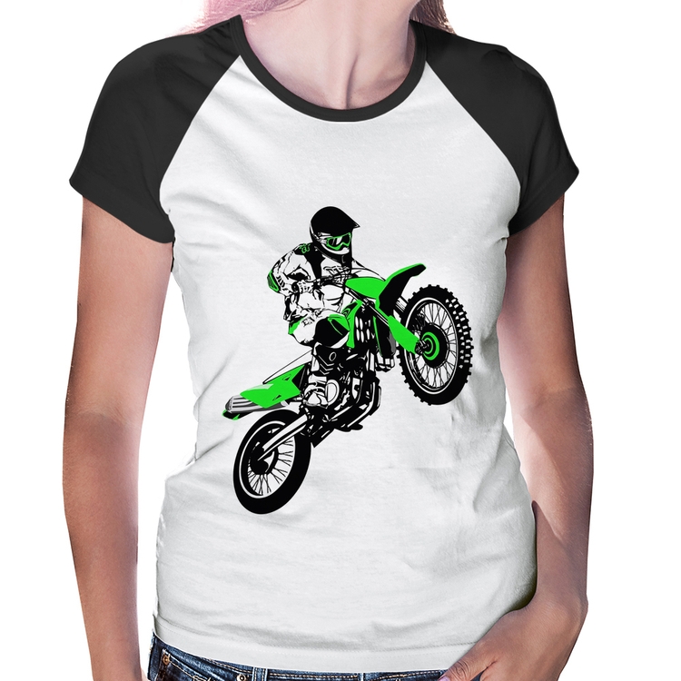 Baby Look Raglan Motocross Jump Verde