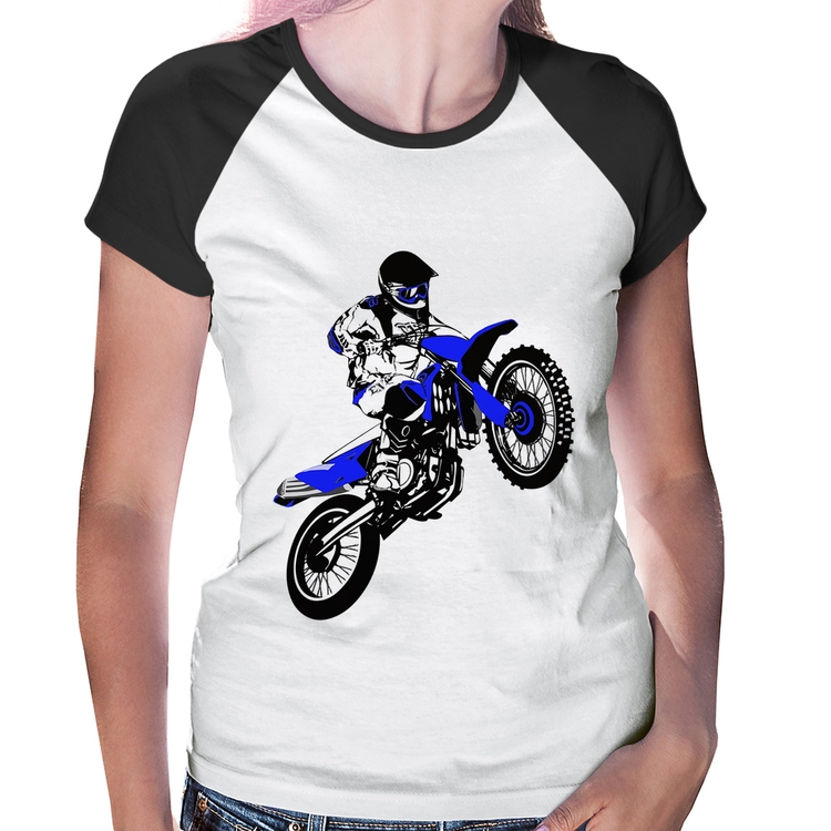 Baby Look Raglan Motocross Jump Azul