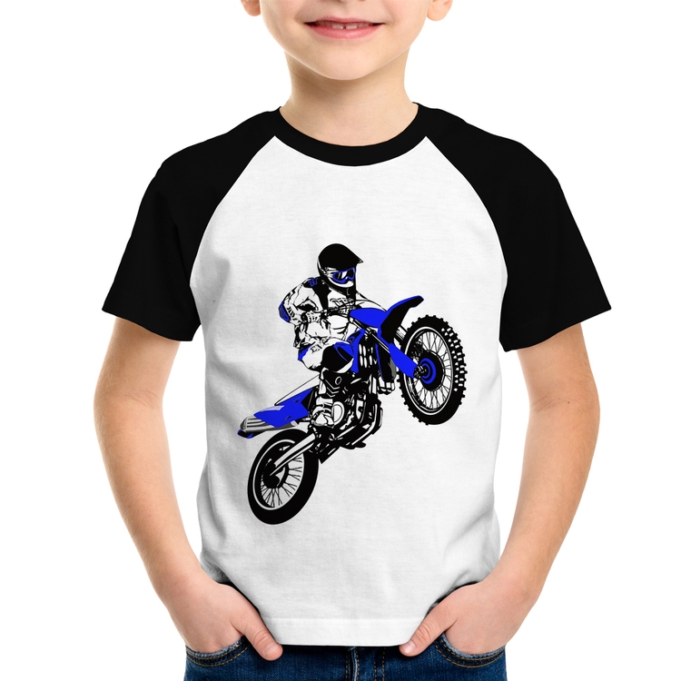 Camiseta Raglan Infantil Motocross Jump Azul