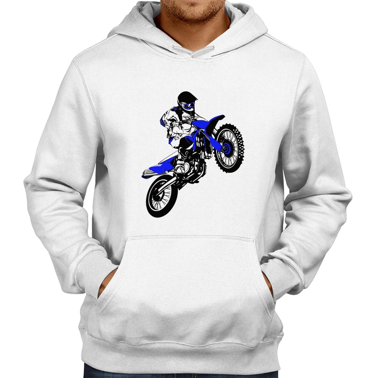 Moletom Motocross Jump Azul - Branco