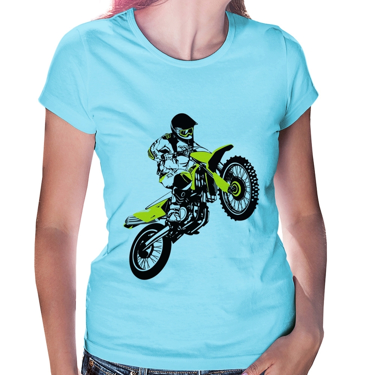 Baby Look Motocross Jump - Azul Bebê