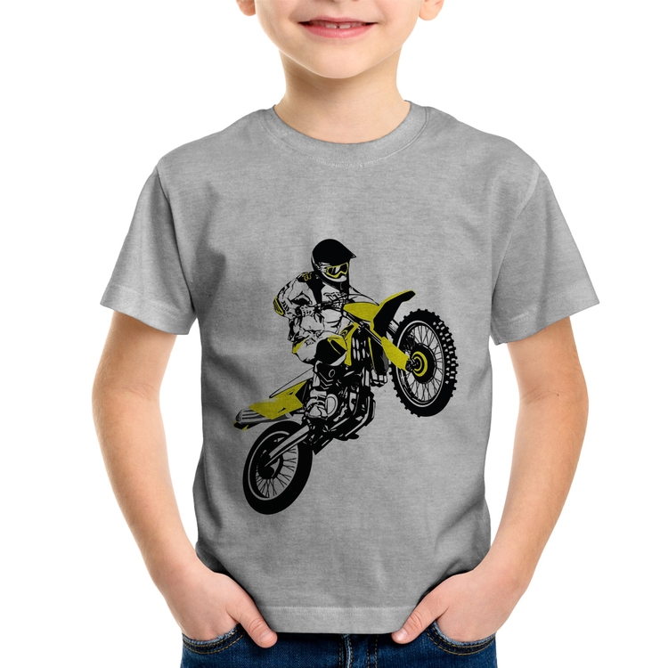 Camiseta Infantil Motocross Jump - Cinza