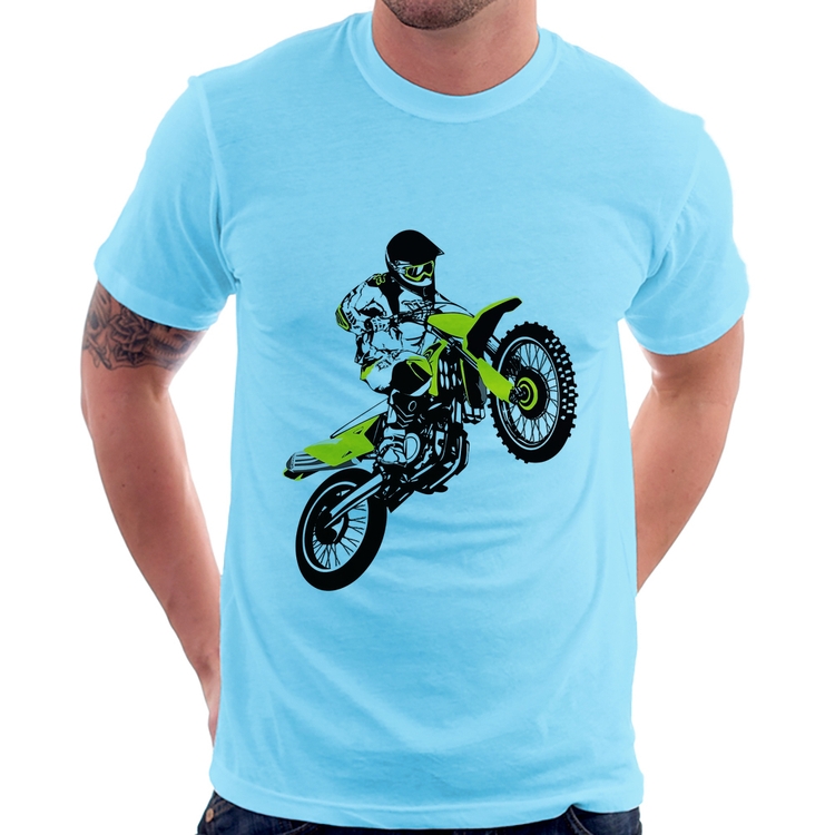 Camiseta Motocross Jump - Azul Bebê