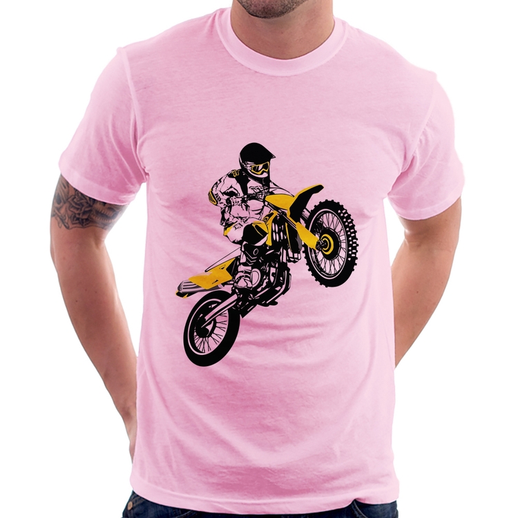 Camiseta Motocross Jump - Rosa Bebê