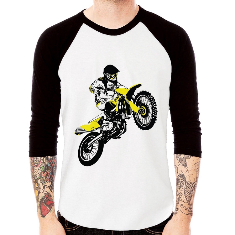 Camiseta Raglan Motocross Jump Manga 3/4