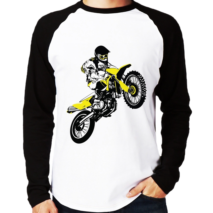 Camiseta Raglan Motocross Jump Manga Longa