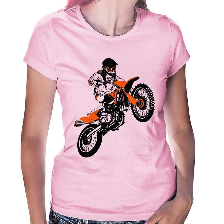 Baby Look Motocross Jump Laranja - Rosa Bebê
