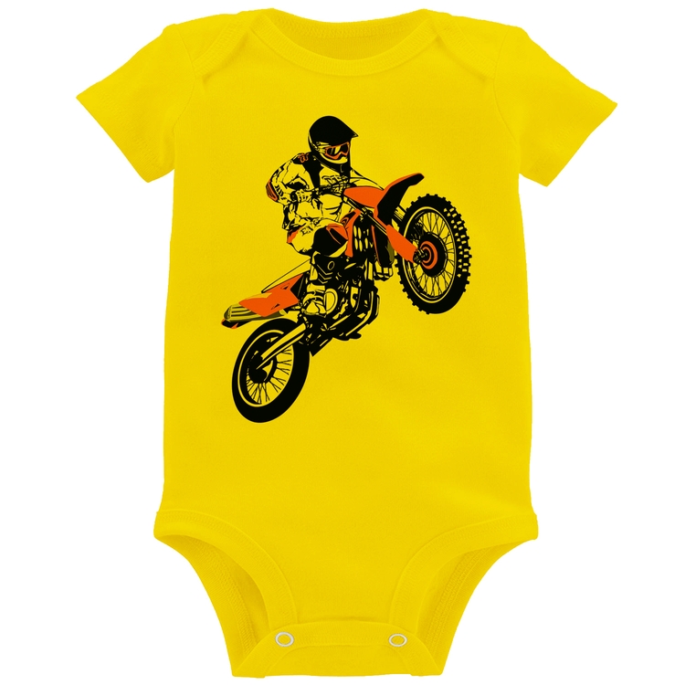 Body Bebê Motocross Jump Laranja - Amarelo