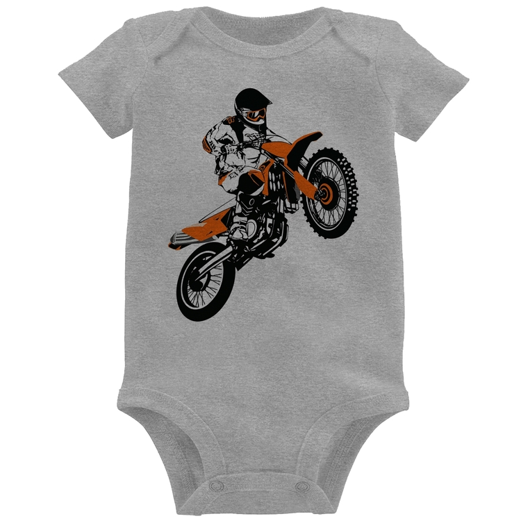 Body Bebê Motocross Jump Laranja - Cinza