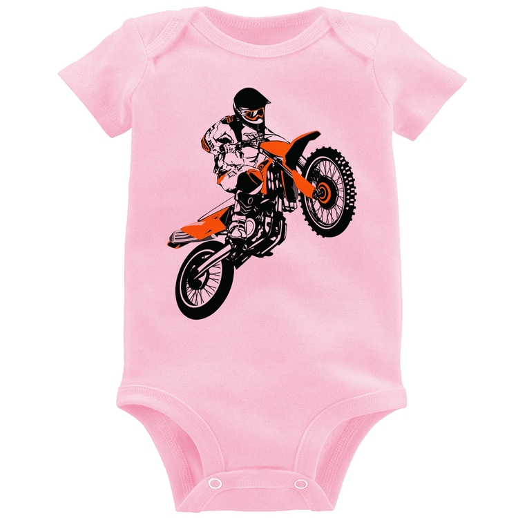 Body Bebê Motocross Jump Laranja - Rosa Bebê