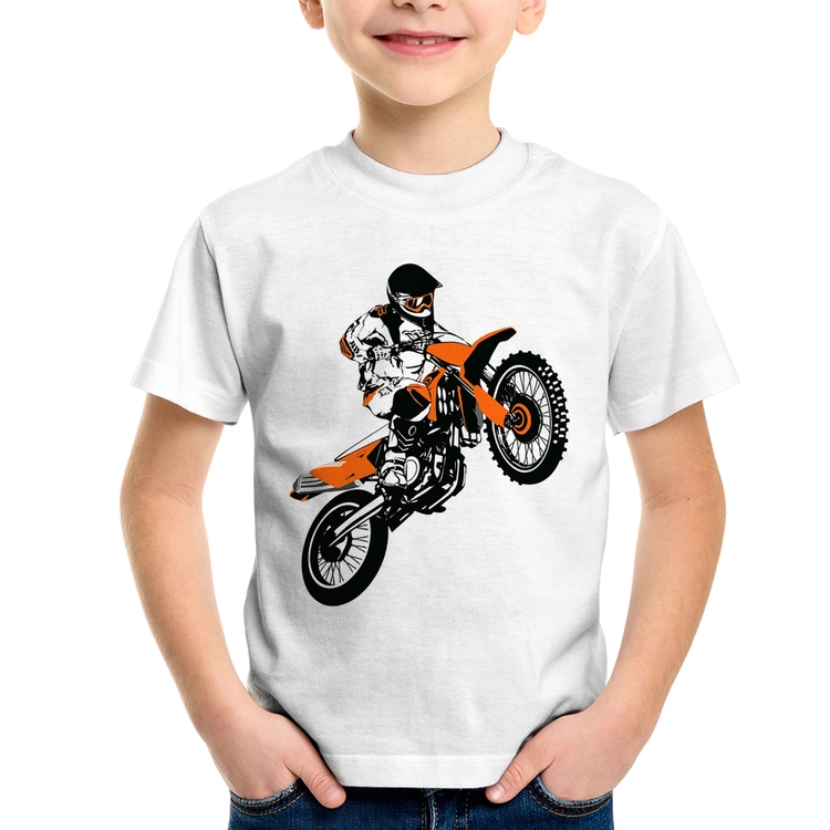 Camiseta Infantil Motocross Jump Laranja