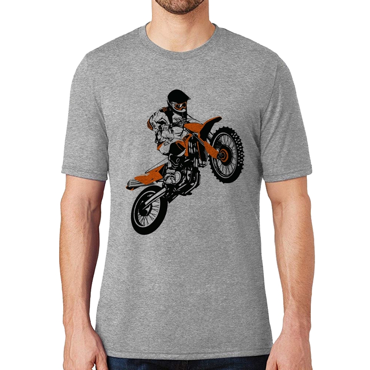 Camiseta Motocross Jump Laranja - Cinza