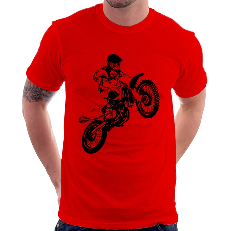 Camiseta Motocross Jump Laranja - Vermelha