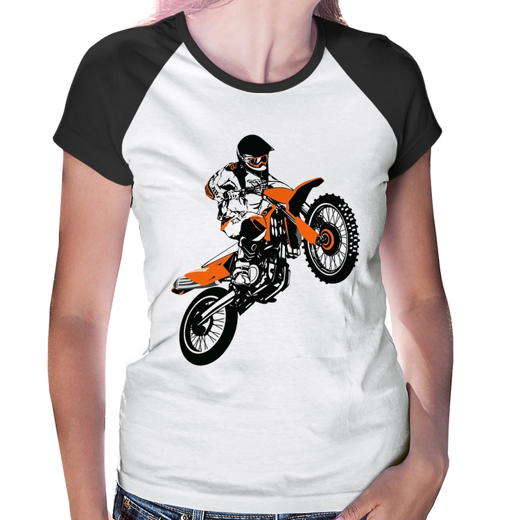 Baby Look Raglan Motocross Jump Laranja