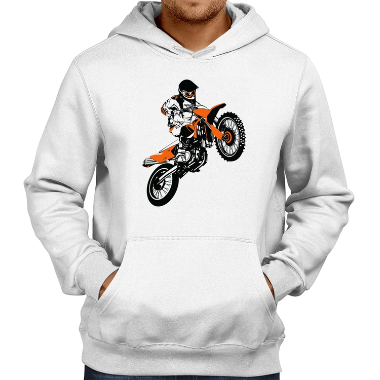 Moletom Motocross Jump Laranja - Branco
