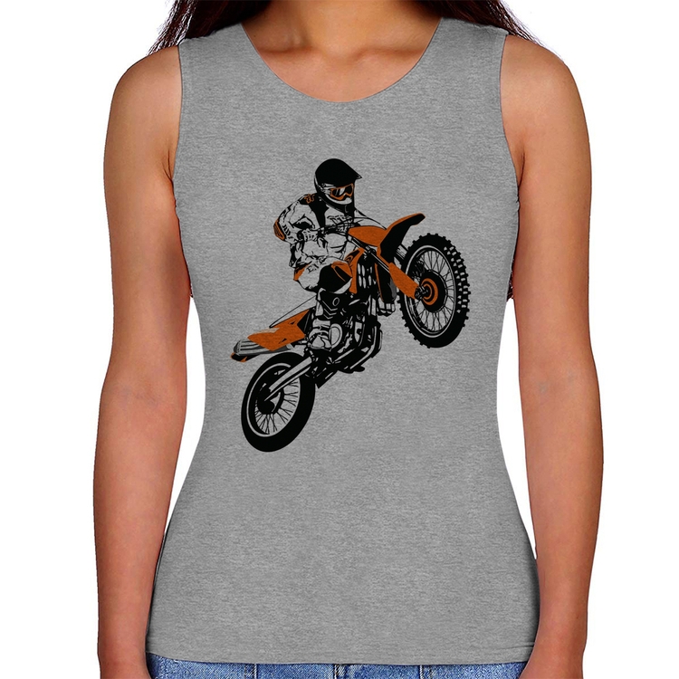 Regata Feminina Motocross Jump Laranja - Cinza