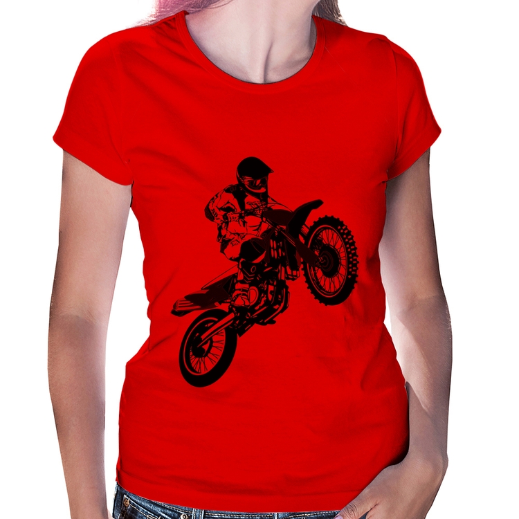 Baby Look Motocross Jump Verde - Vermelha