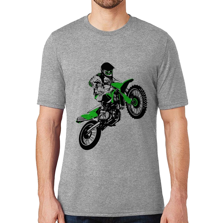 Camiseta Motocross Jump Verde - Cinza