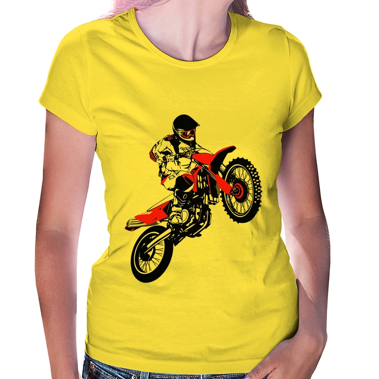 Baby Look Motocross Jump Vermelha - Amarela