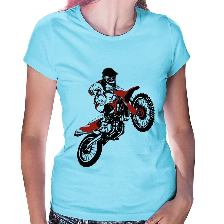 Baby Look Motocross Jump Vermelha - Azul Bebê