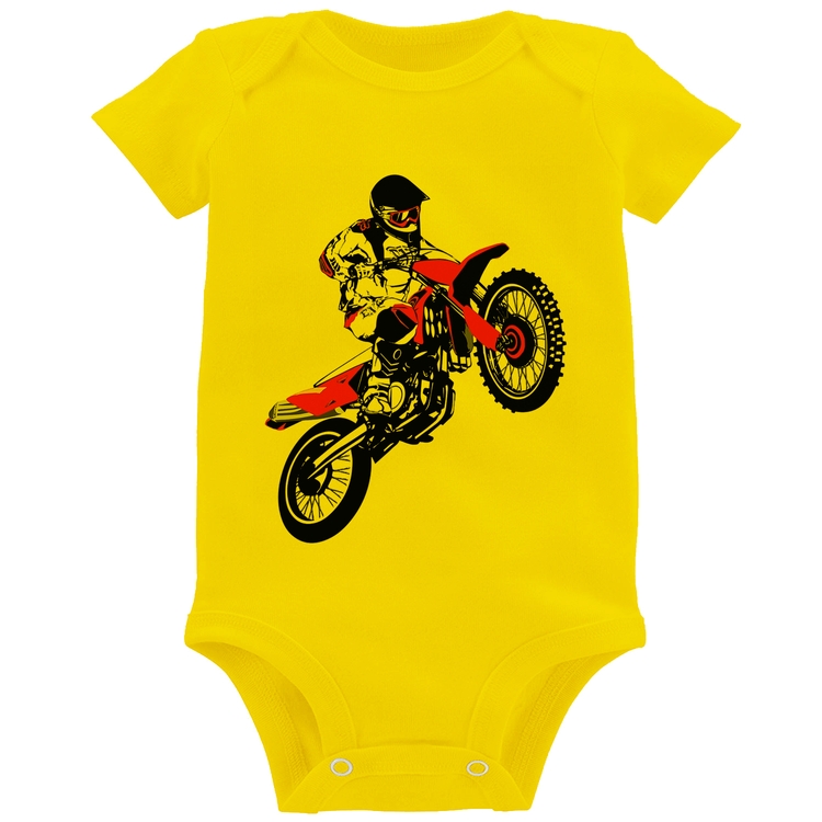 Body Bebê Motocross Jump Vermelha - Amarelo