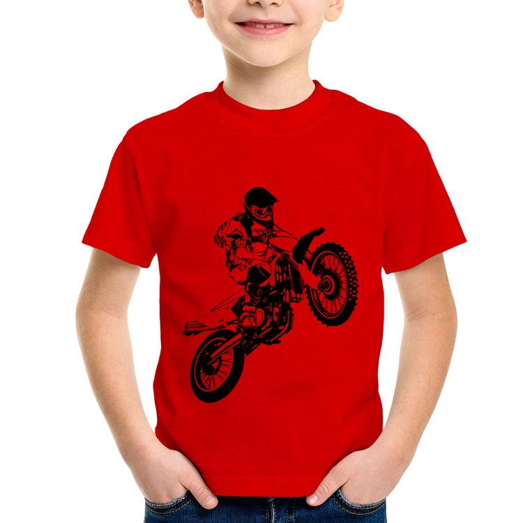 Camiseta Infantil Motocross Jump Vermelha - Vermelha