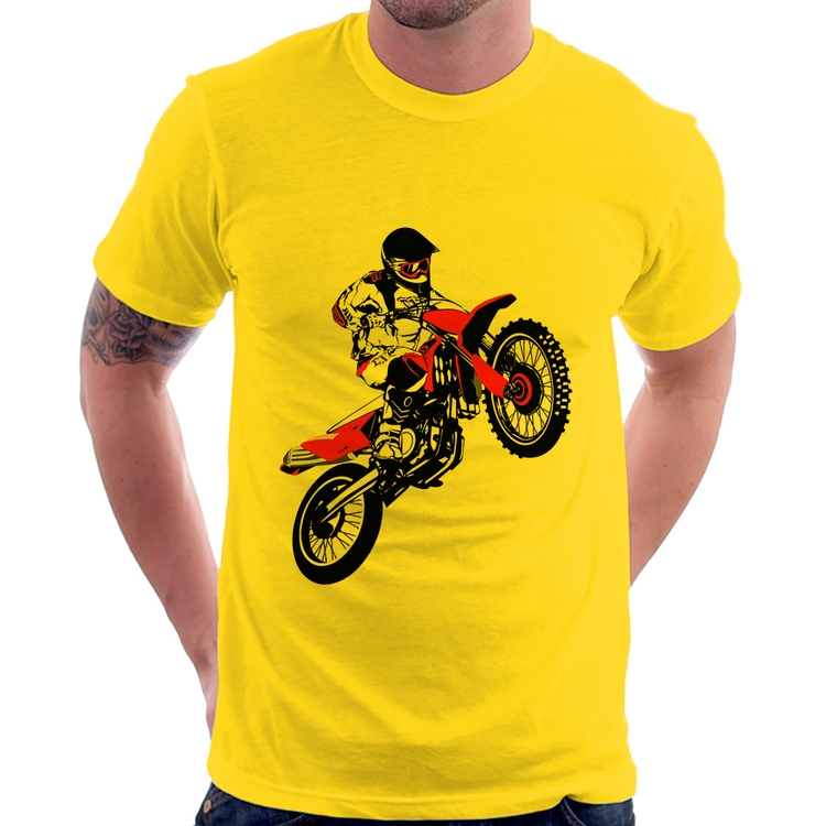 Camiseta Motocross Jump Vermelha - Amarela