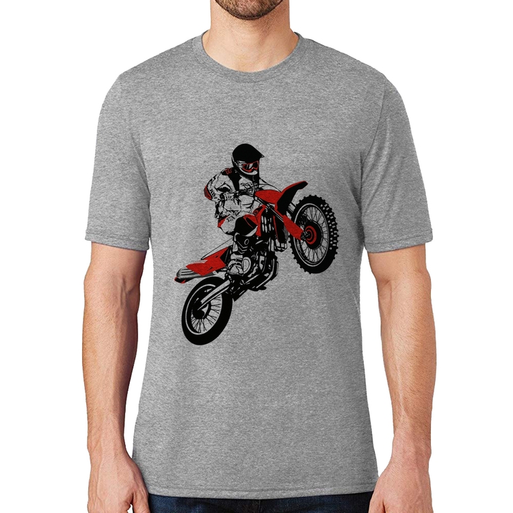 Camiseta Motocross Jump Vermelha - Cinza