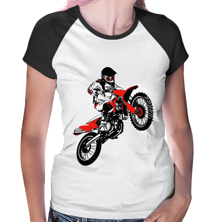 Baby Look Raglan Motocross Jump Vermelha