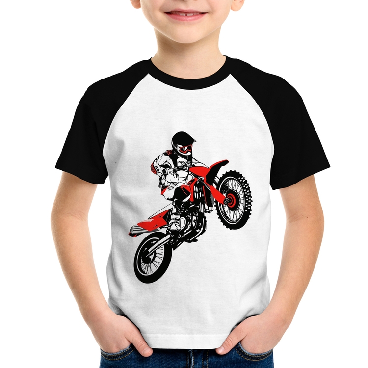 Camiseta Raglan Infantil Motocross Jump Vermelha