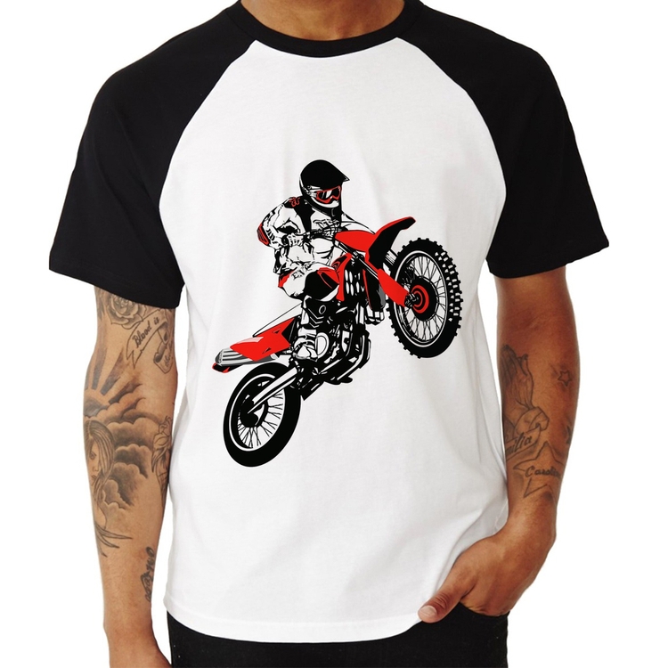 Camiseta Raglan Motocross Jump Vermelha