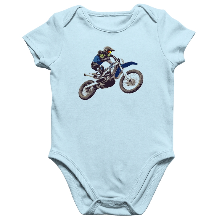 Body Bebê Algodão Motocross Manobra Freestyle - Azul Bebê